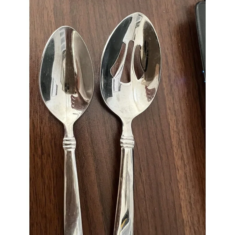 Reed & Barton 2 Piece Serving Spoon Heritage Mint English Stainless 18/10